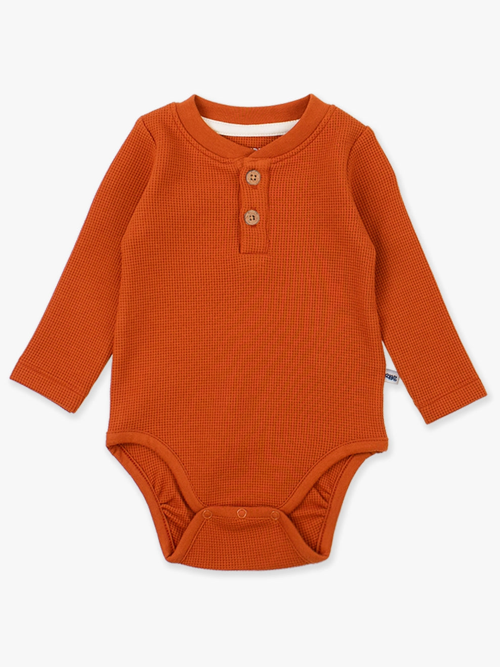 Waffle Knit Henley Bodysuit - Rust