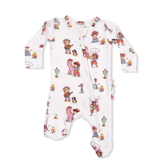 Bamboo Footie Sleeper - Vintage Cowgirls
