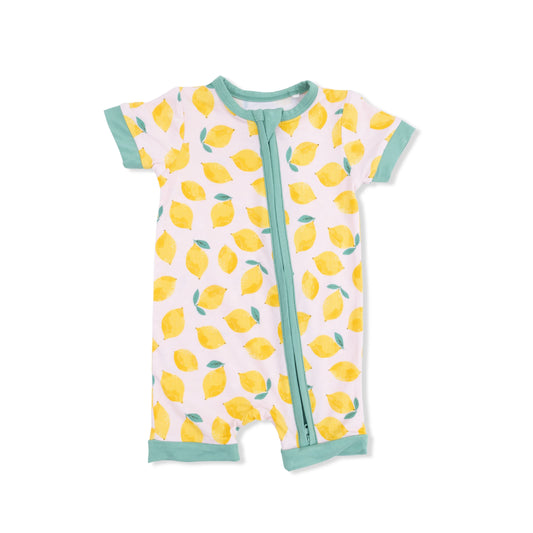 Bamboo Shortie Zip PJ - Sunny Lemons