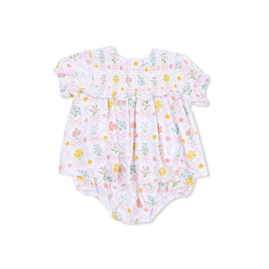 Smocked Skirted Bubble - Spring Blooms