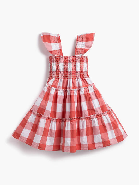 Baby Flutter Sleeve Dress - Vintage Red