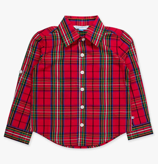Boys Button Down - Red Plaid