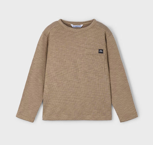 4082 - Boys Rib Knit Tee - Taupe