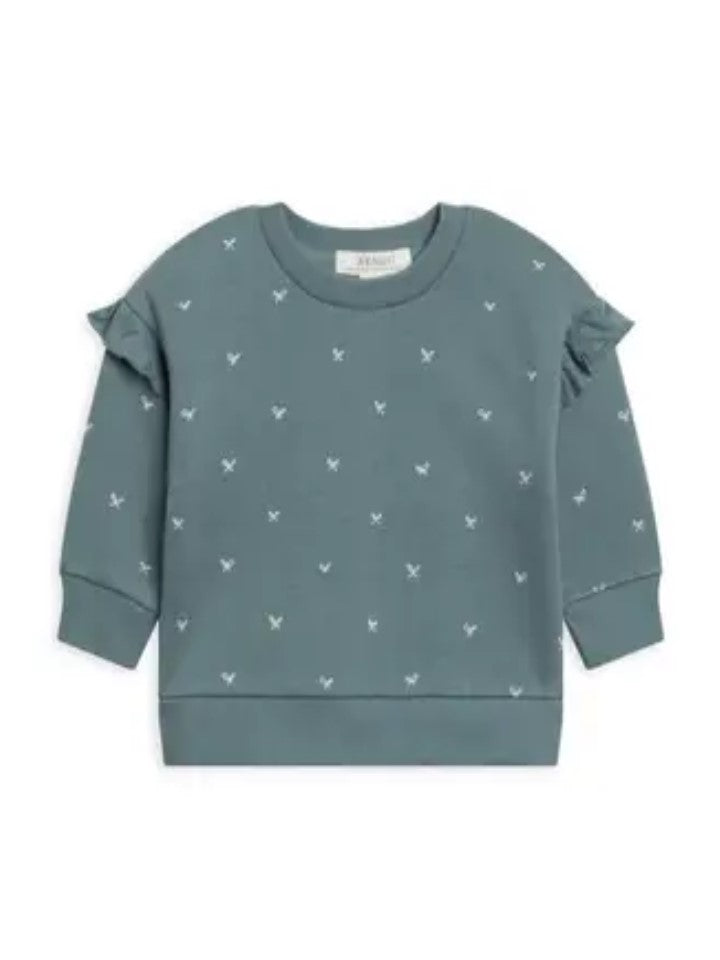 Flutter Sleeve Sweatshirt - Teal Bows