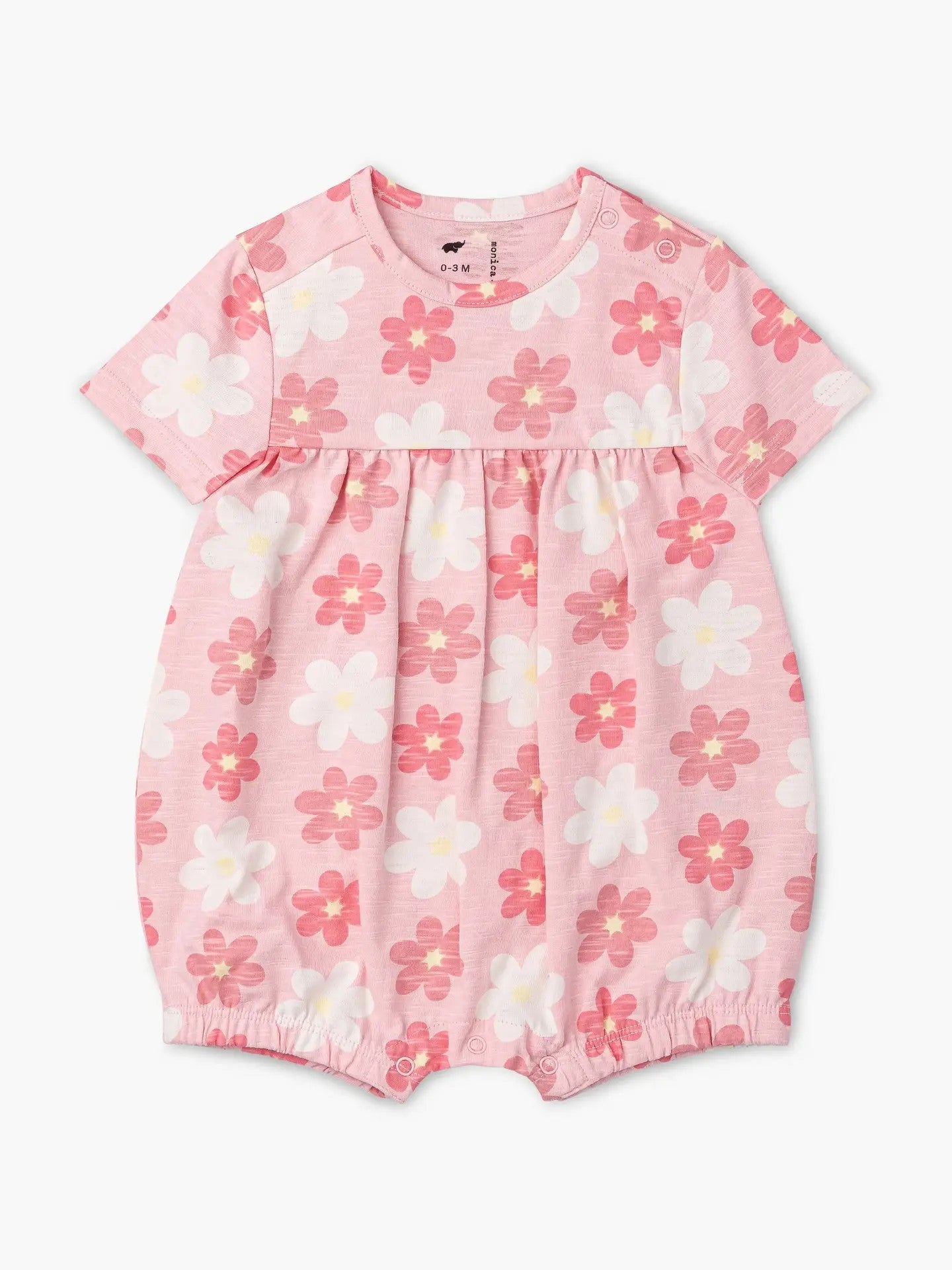 Infant Bubble Romper - Pink Daisy