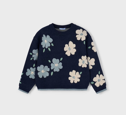 4303 - Girls Daisy Sweater - Navy