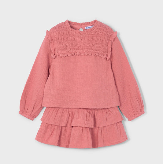 4933 - Muslin Top & Skirt Set - Dusty Coral