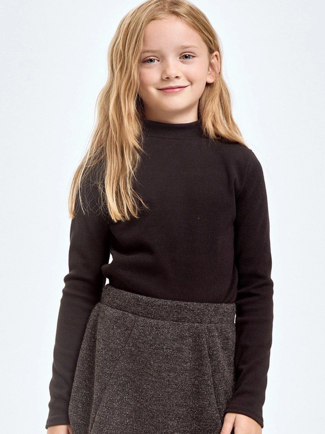 Tween Rib-Knit Top - Black