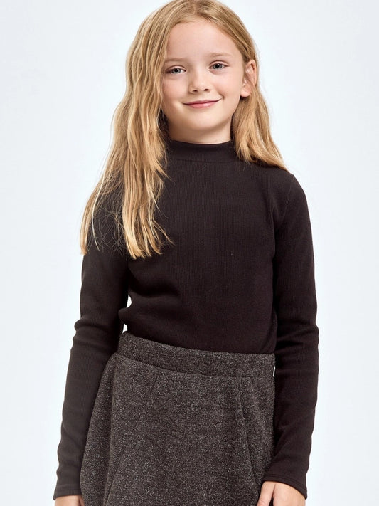 Tween Rib-Knit Top - Black