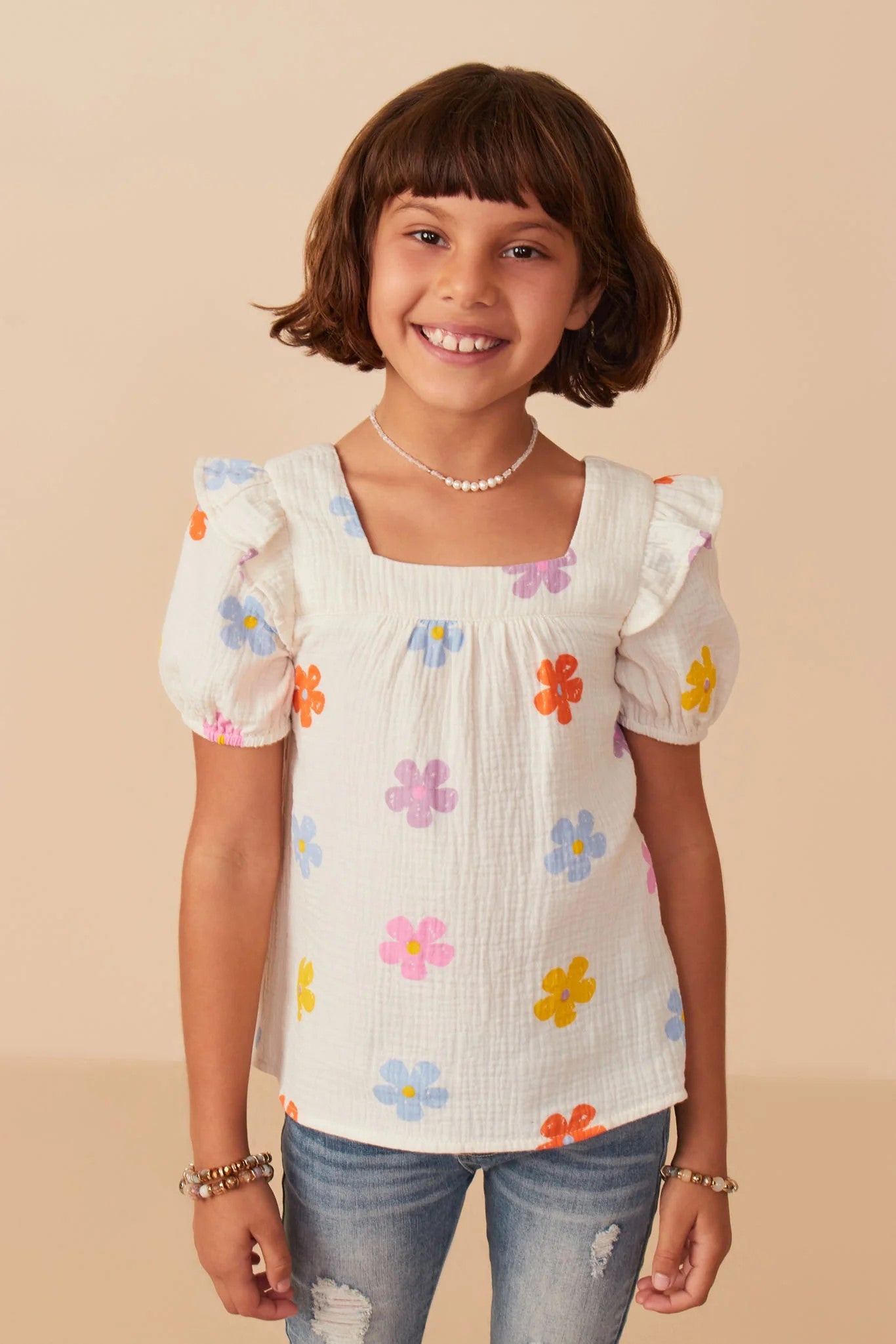 Tween Square Neck Blouse - Daisy