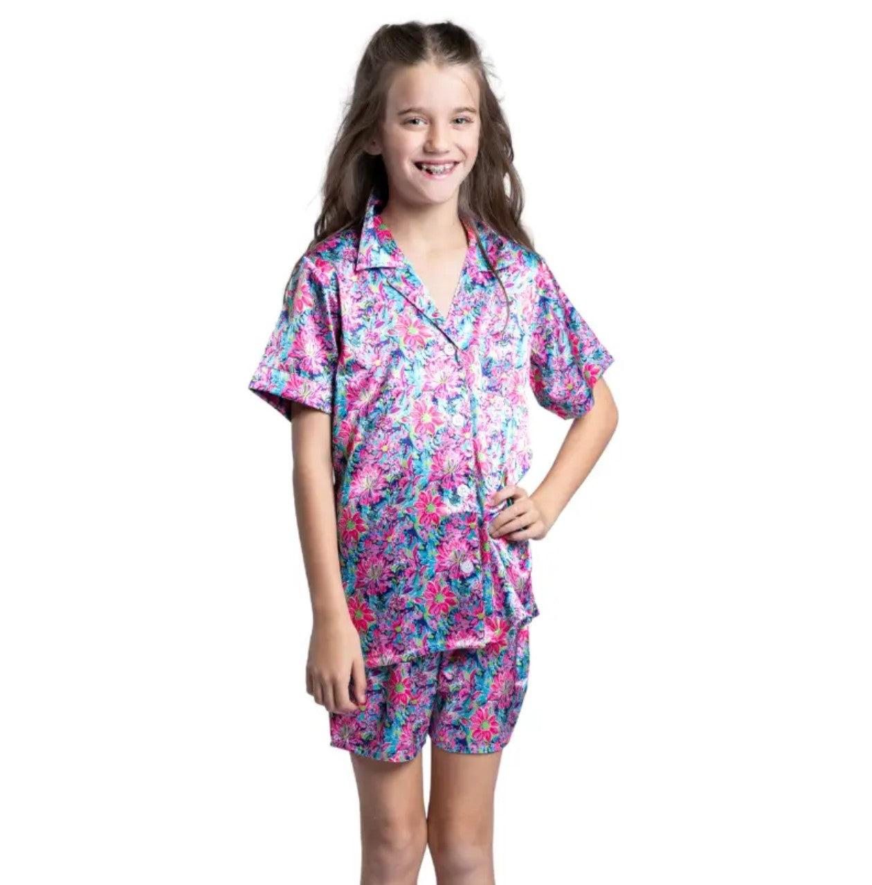 Tween Satin PJ Set - Daring Floral