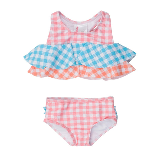 Flounce Bikini -Gingham Colorblock