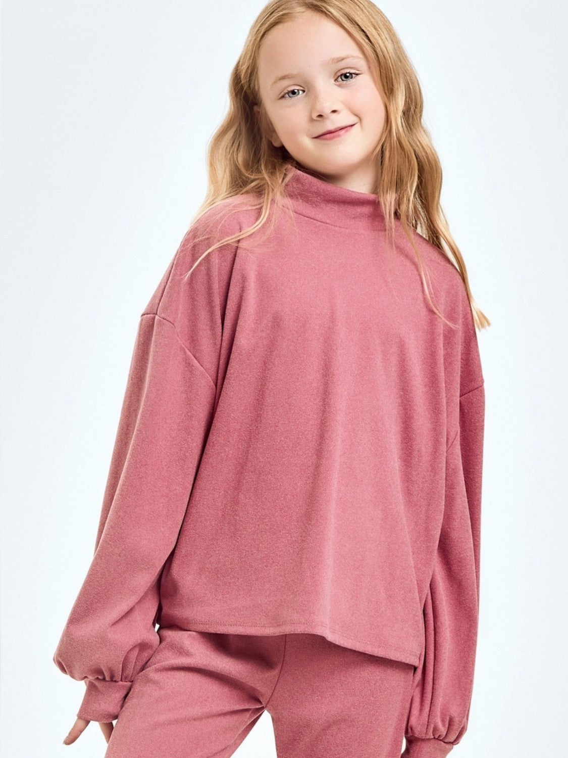 Tween Mock-Neck Pullover - Pink