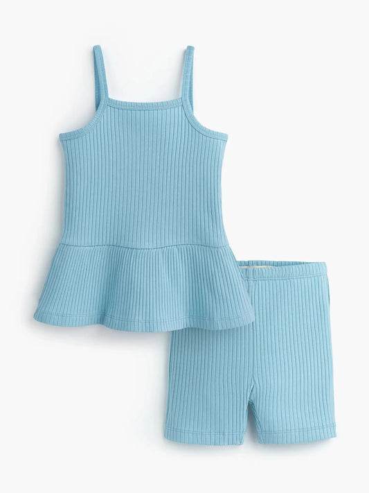 Peplum Tank and Short SET - Blue