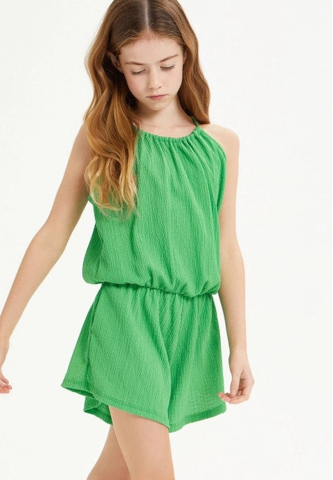 Tween Tie Back Romper - Green