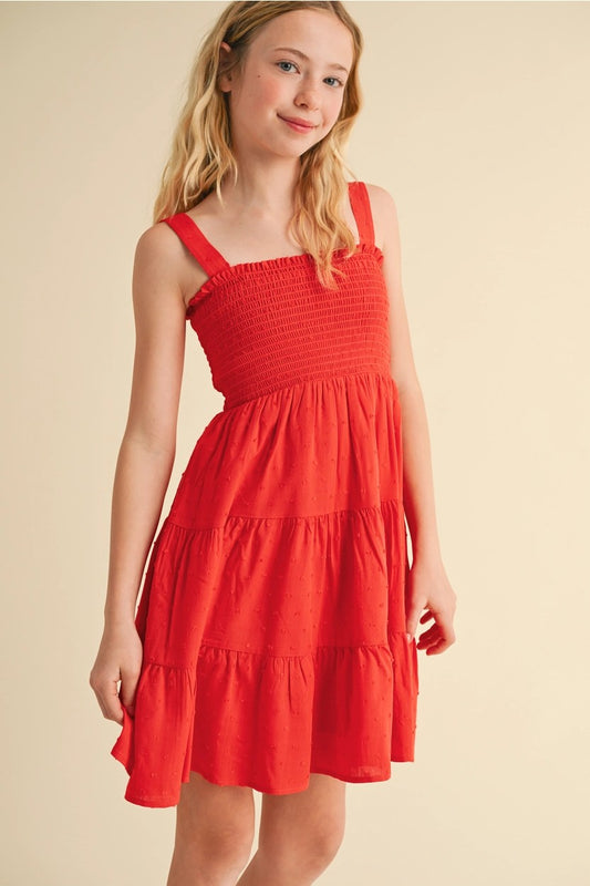 Tween Tiered Dress - Red