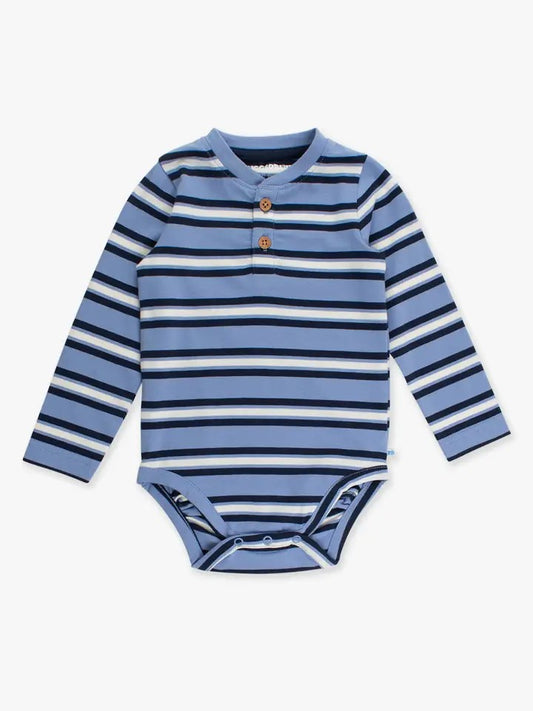 Infant Henley Bodysuit - Blue Stripe