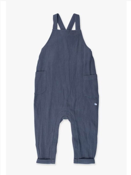 Muslin Overall Romper - Slate Blue