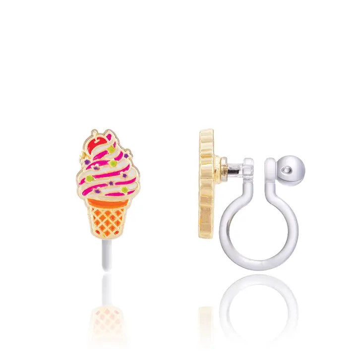 Cutie Clip On Earrings - Swirl Ice Cream