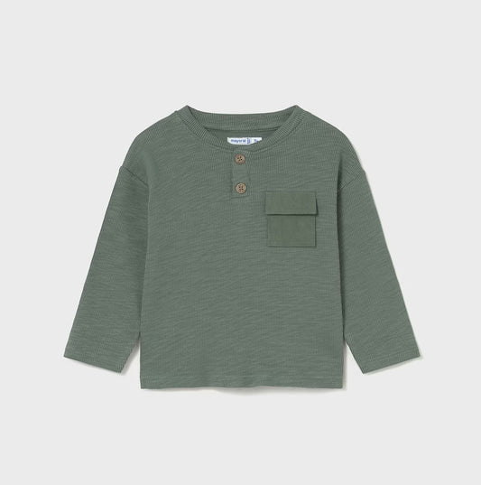 2064 - Baby Rib Knit Henley - Forest