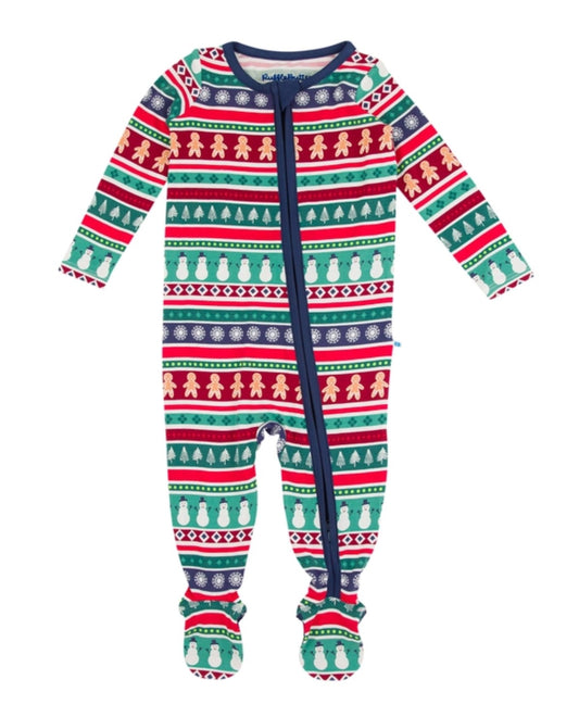 Zip Up Bamboo Footie - Fair Isle Friends