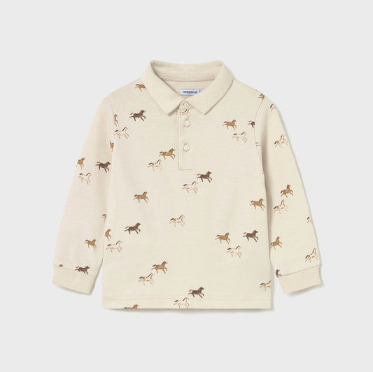 2102 - Horse Polo Shirt - Cream