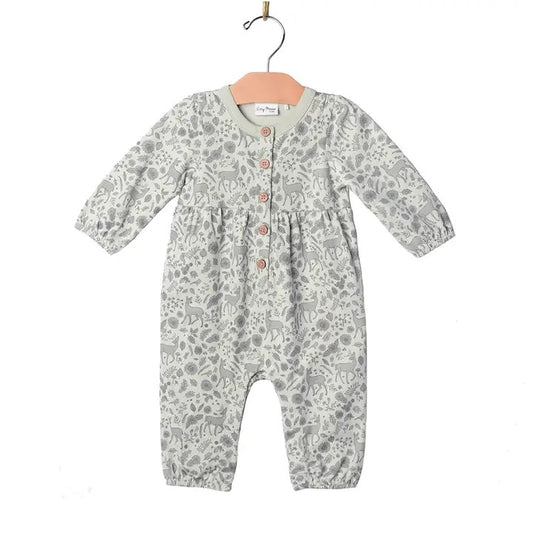 Baby Girl Henley Romper - Fall Deer