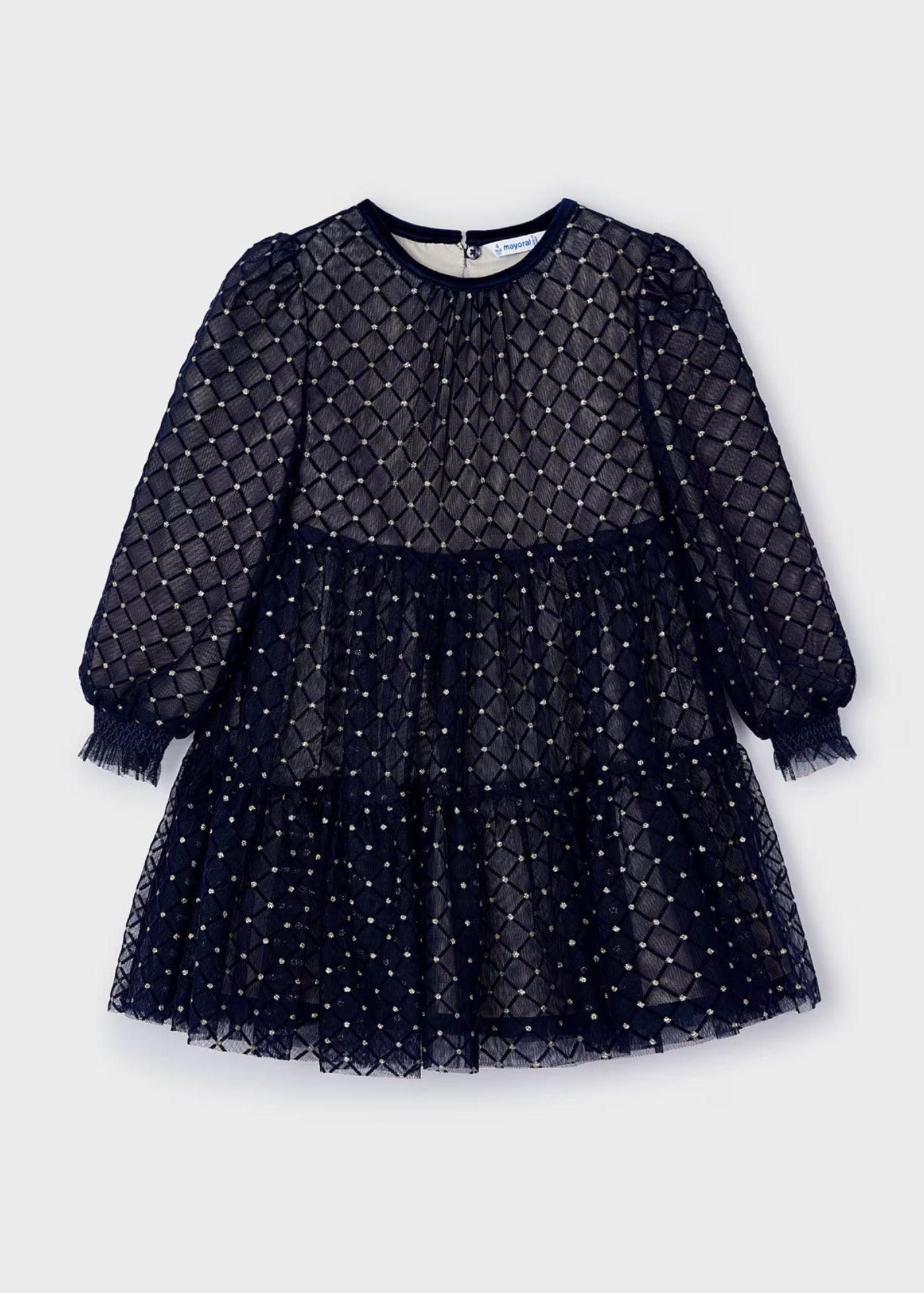 4910 - Girl's Tulle Dress - Navy Shimmer