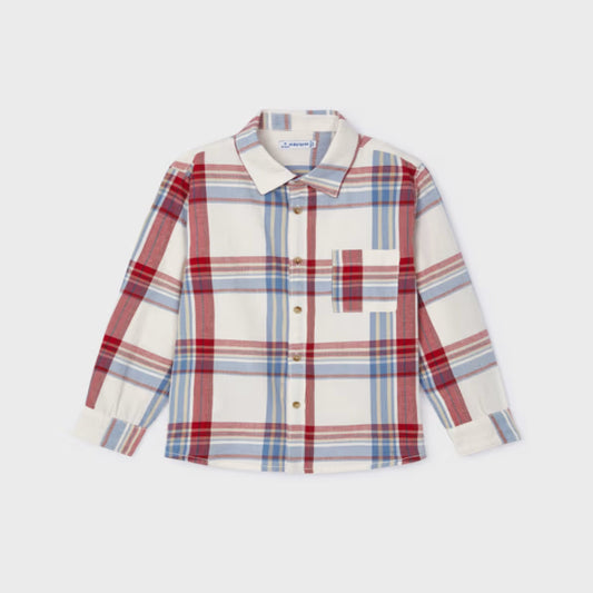 4114 - Boys Button Down - Red/Blue Plaid