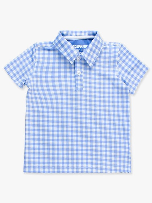 Performance Polo Shirt - Blue Gingham