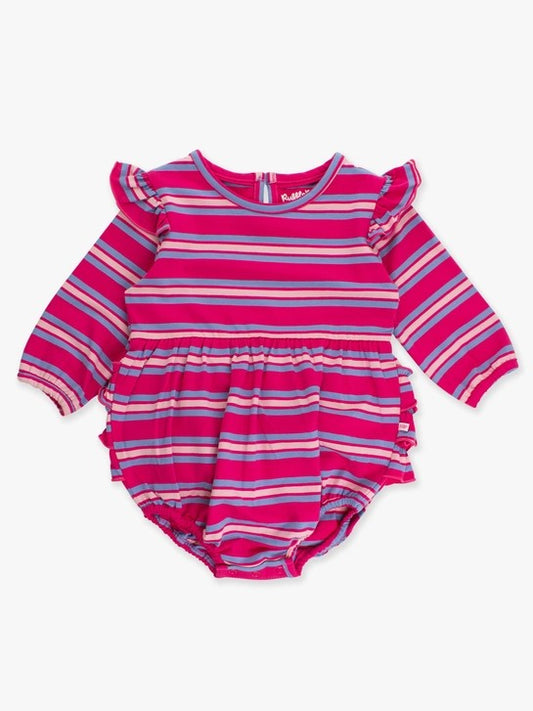 Infant Flutter Romper - Berry Stripe