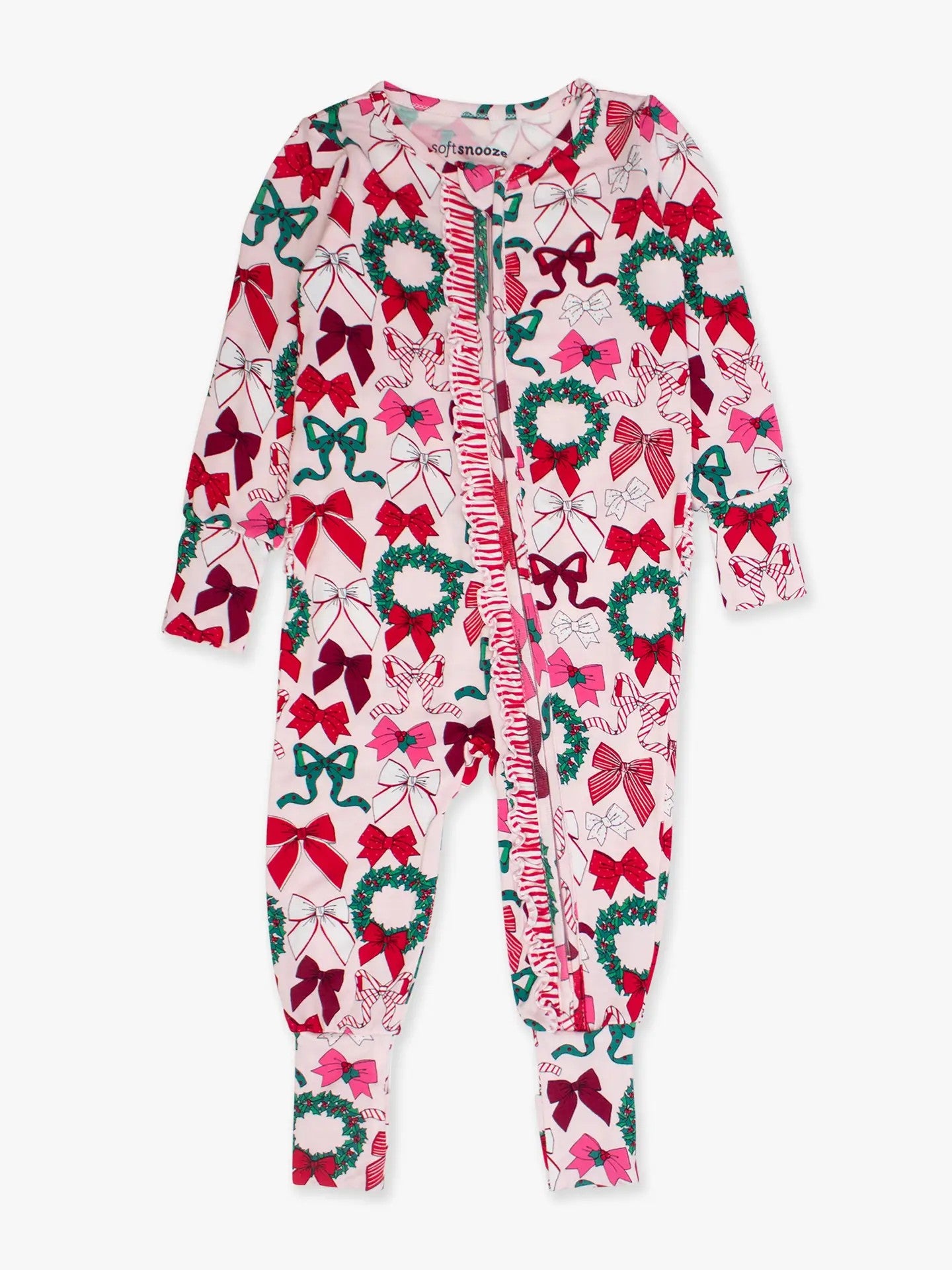 Zip Up Bamboo PJ - Holly Bows