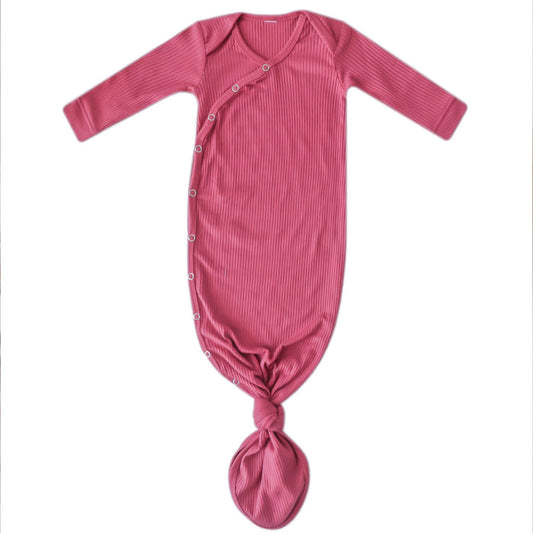 Rib Knit Knotted Gown - Berry