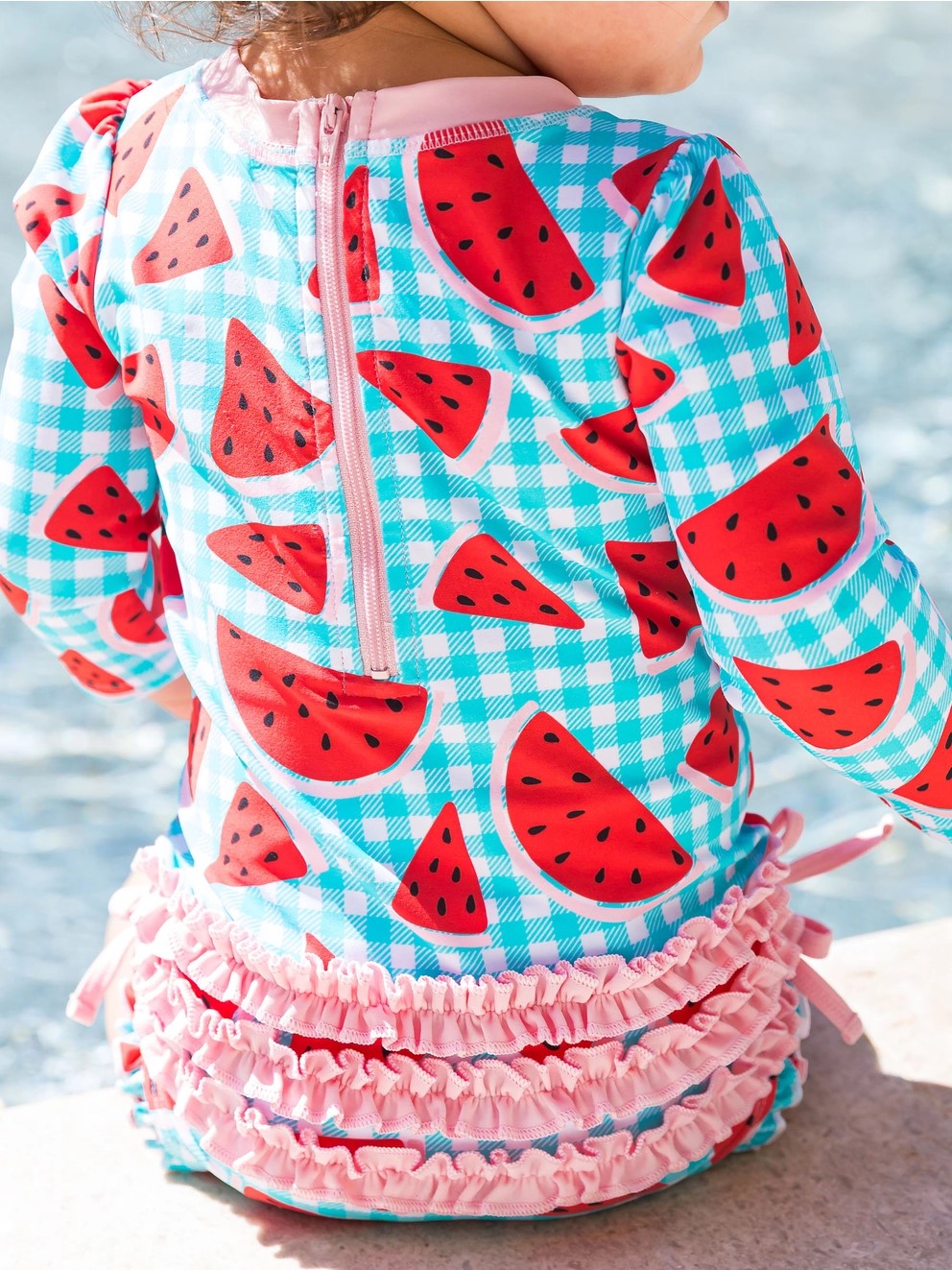 One Piece Rash Guard Swimsuit - Watermelon