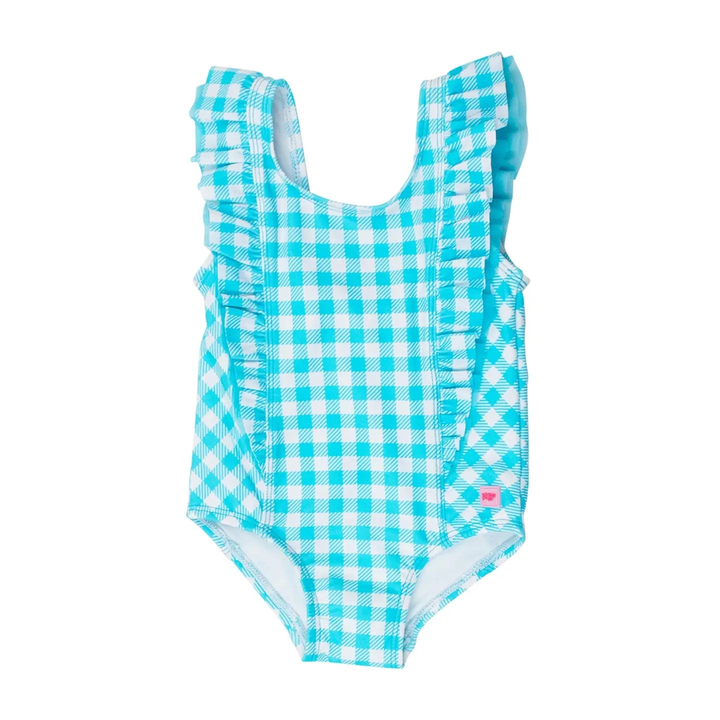 Waterfall Swimsuit - Bright Aqua Gingham