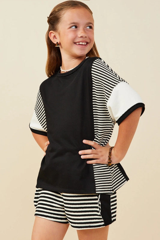 Tween Colorblock Tee - Black