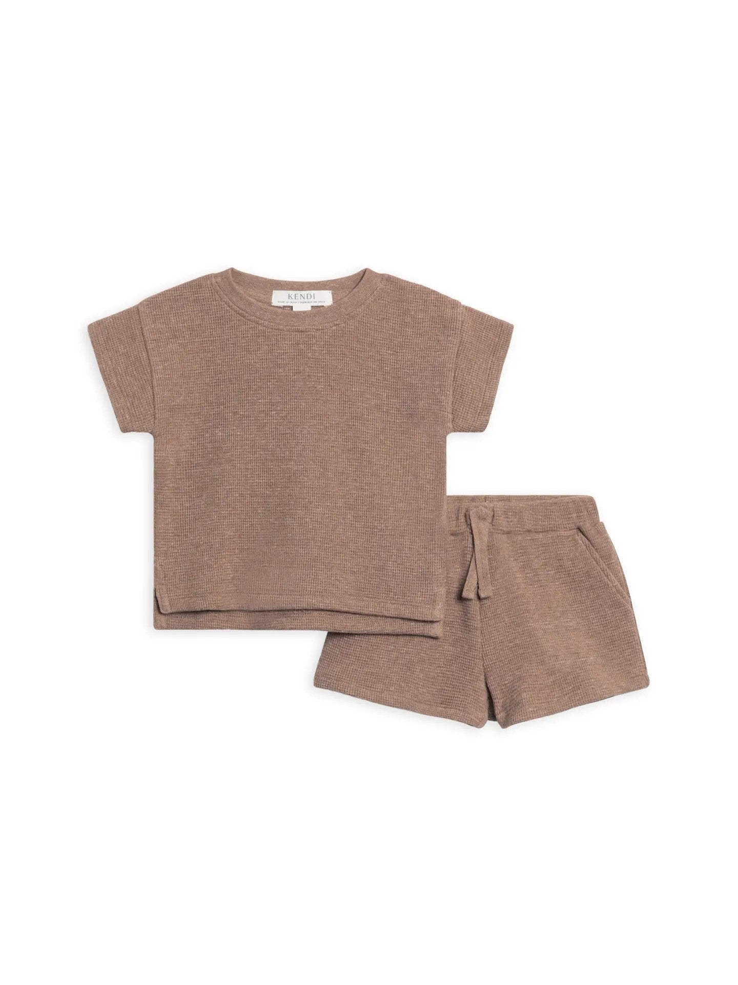 Short Sleeve Tee and Short Set - Brown