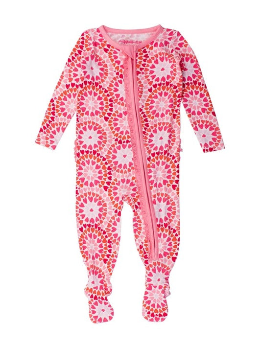 Zip Up Bamboo Footie - Kaleidoscope Hearts