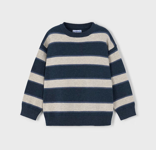 4374 - Boys Stripe Sweater - Heathered Blue