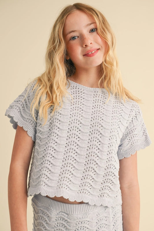 Tween Crochet Top - Sky