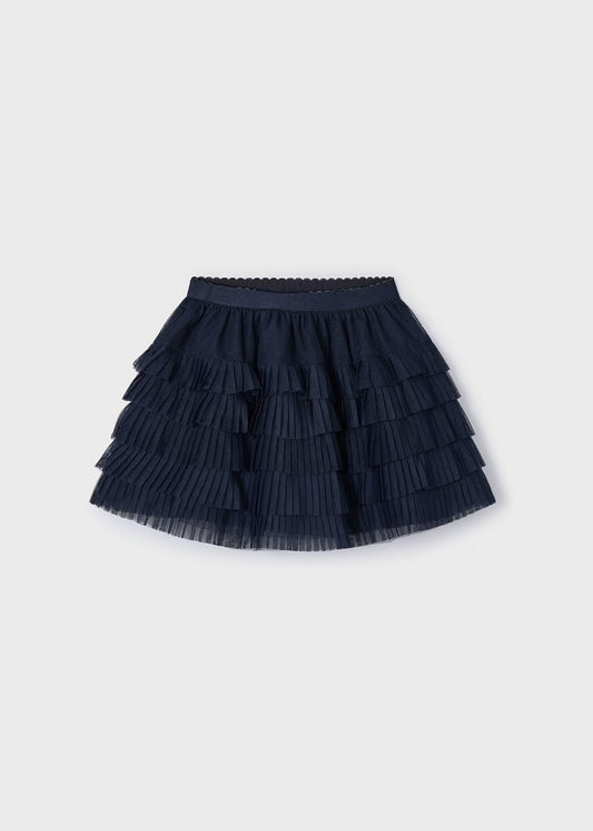 4902 - Pleated Tulle Skirt - Navy