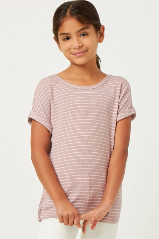 Tween Rib Knit Tee - Mauve