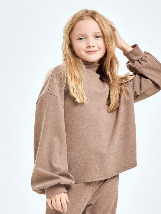 Tween Mock-Neck Pullover - Mocha