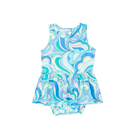 Twirly Skirted Bodysuit - Blue Swirl