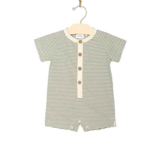 Henley Romper - Steel Stripe