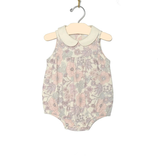 Round Collar Romper - Pastel Floral