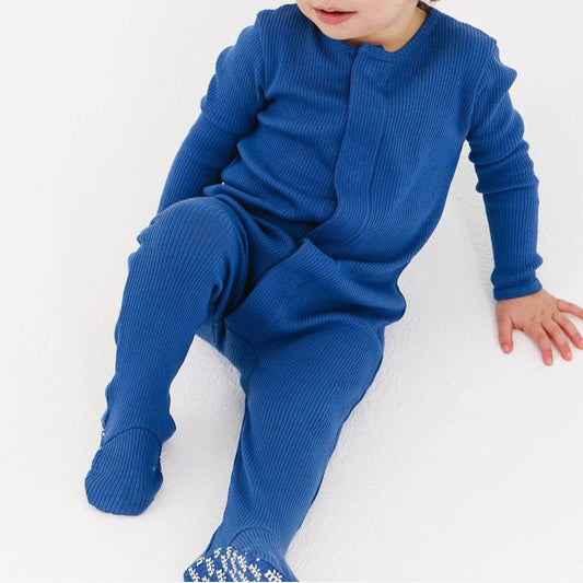 Magnetic Ribbed Knit Footie - Symphony Blue