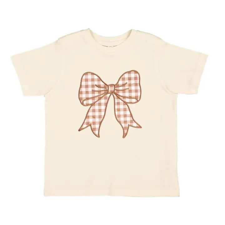 Gingham Bow Tee - Tan