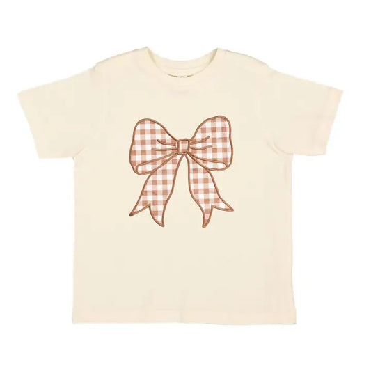 Gingham Bow Tee - Tan