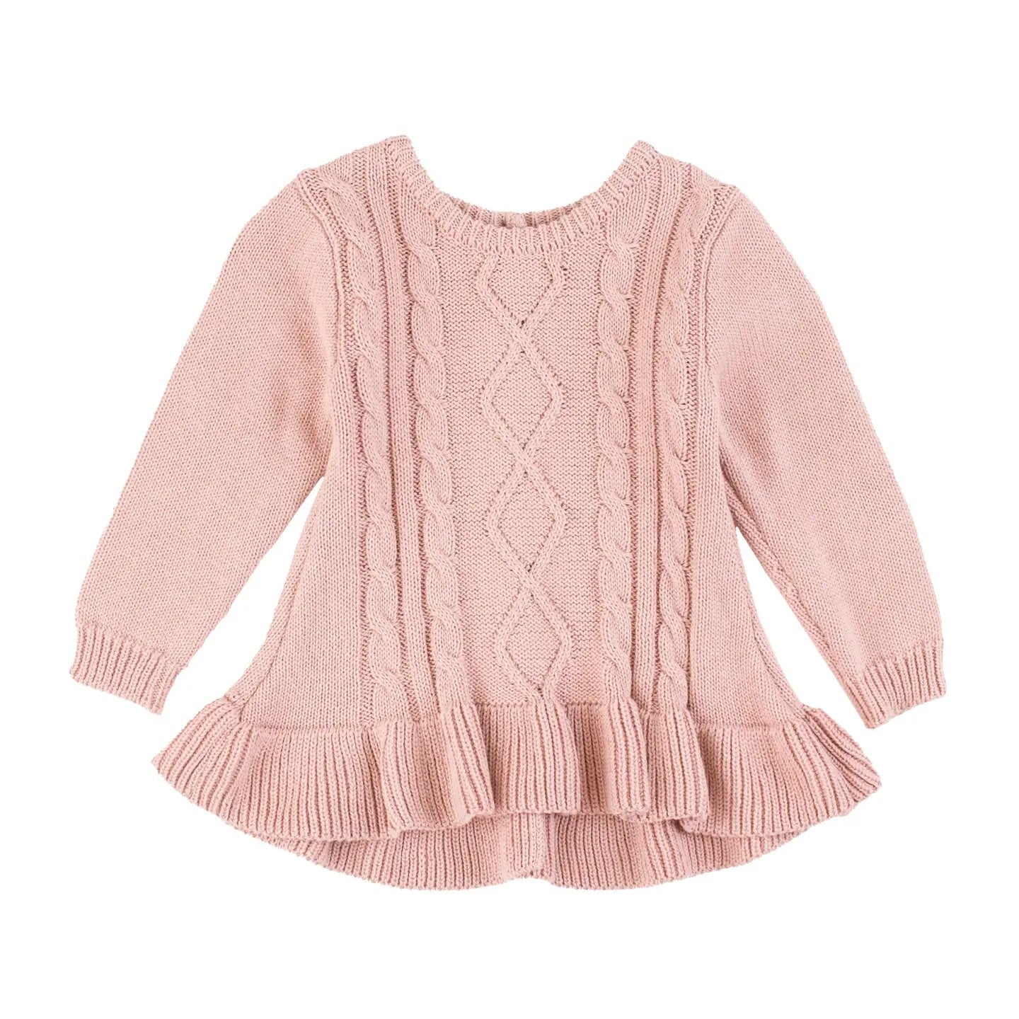 Girls Ruffle Hem Sweater - Mauve